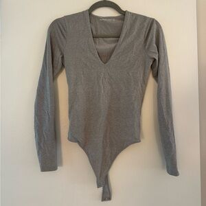 Abercrombie & Fitch Silver Long Sleeve Bodysuit